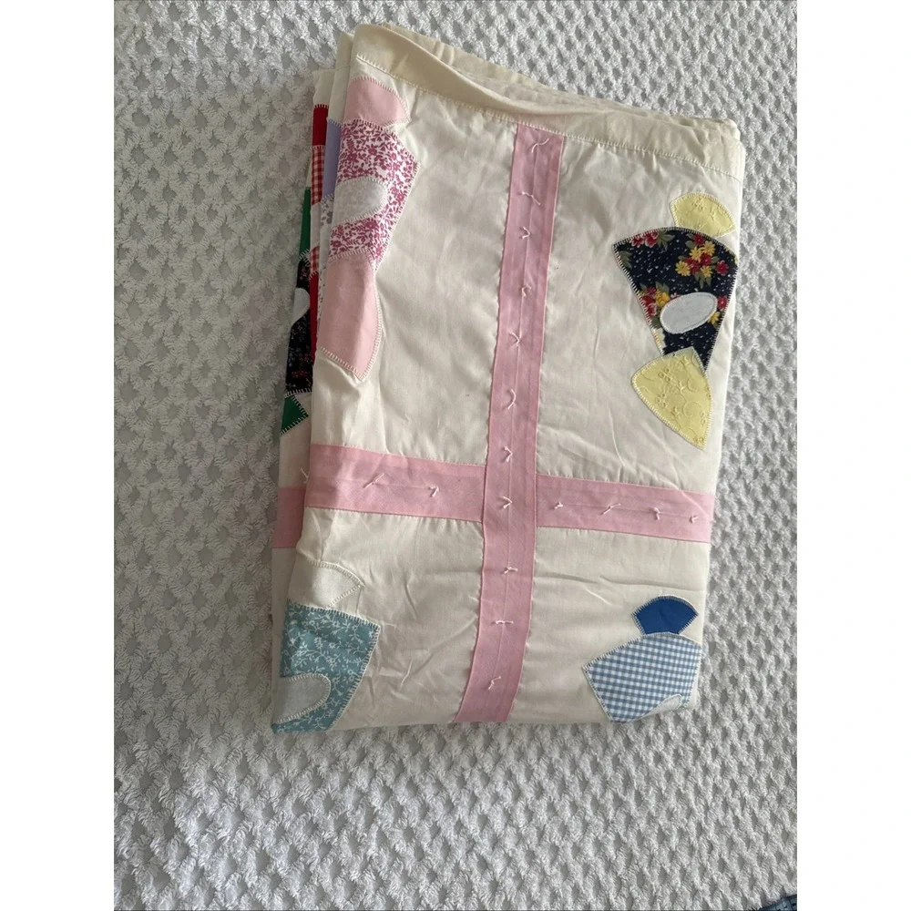 Handmade Blanket Twin Cotton Sun Bonnet Sue Quilted‎ 88 X 32